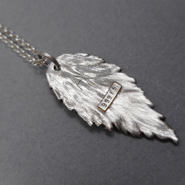 Goat's Beard Leaf Pendant in Fine Silver