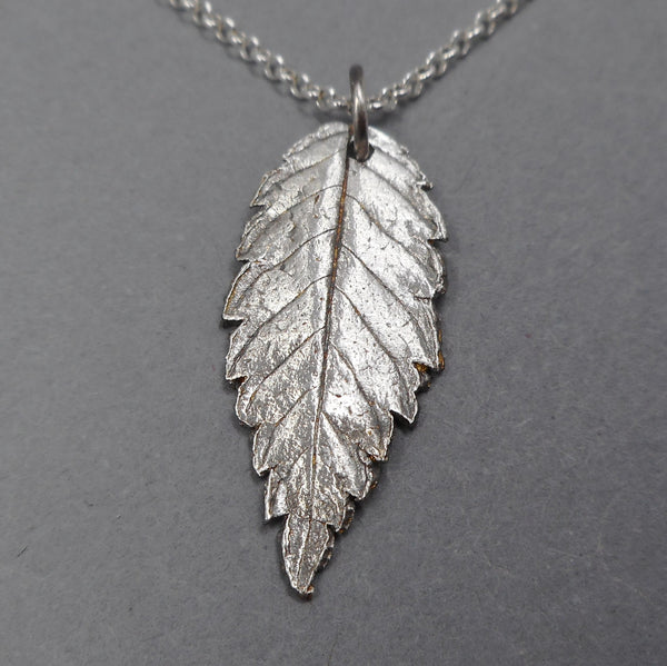 Goat's Beard Leaf Pendant in Fine Silver