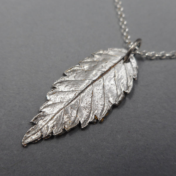 Goat's Beard Leaf Pendant in Fine Silver