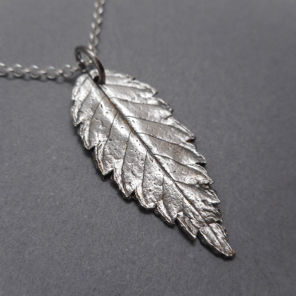 Goat's Beard Leaf Pendant in Fine Silver