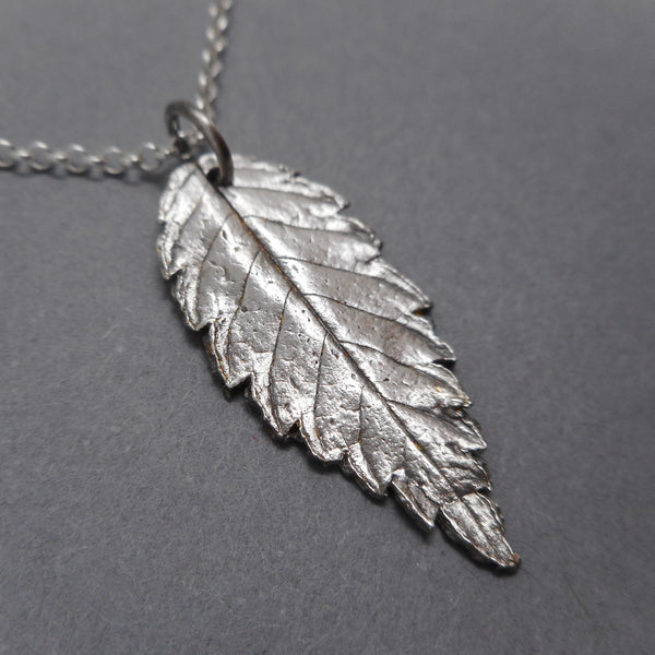 Goat's Beard Leaf Pendant in Fine Silver