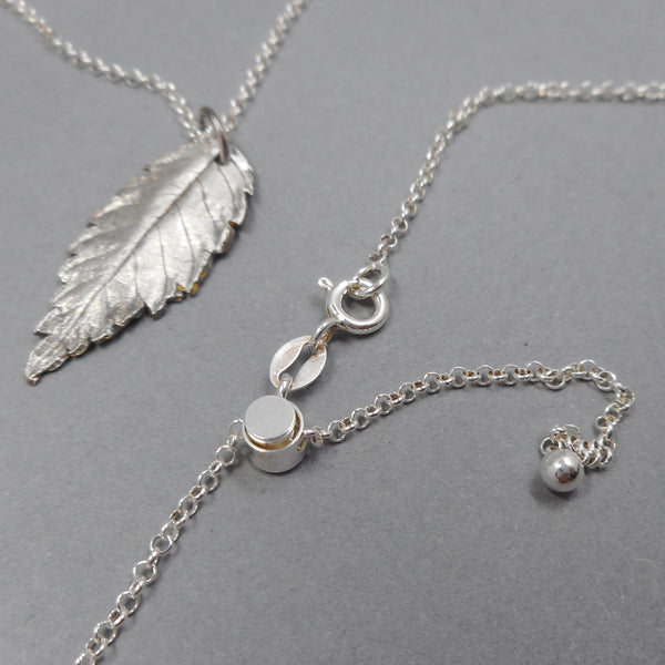Goat's Beard Leaf Pendant in Fine Silver