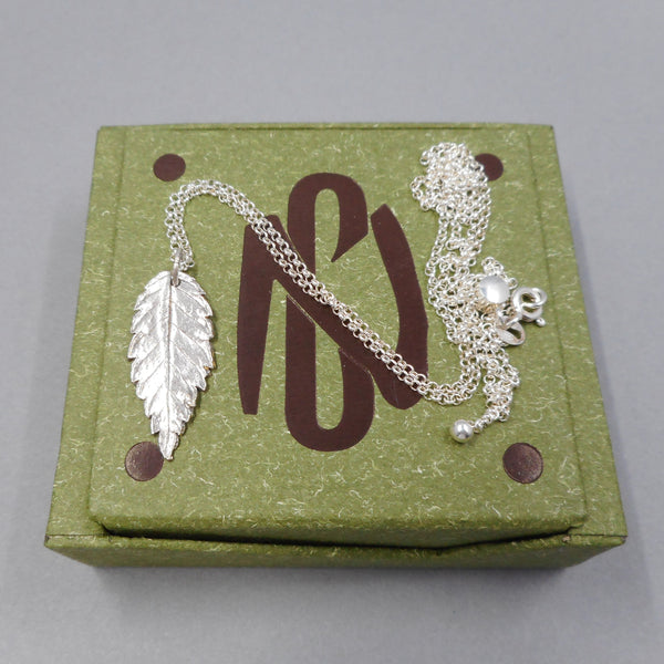 Goat's Beard Leaf Pendant in Fine Silver