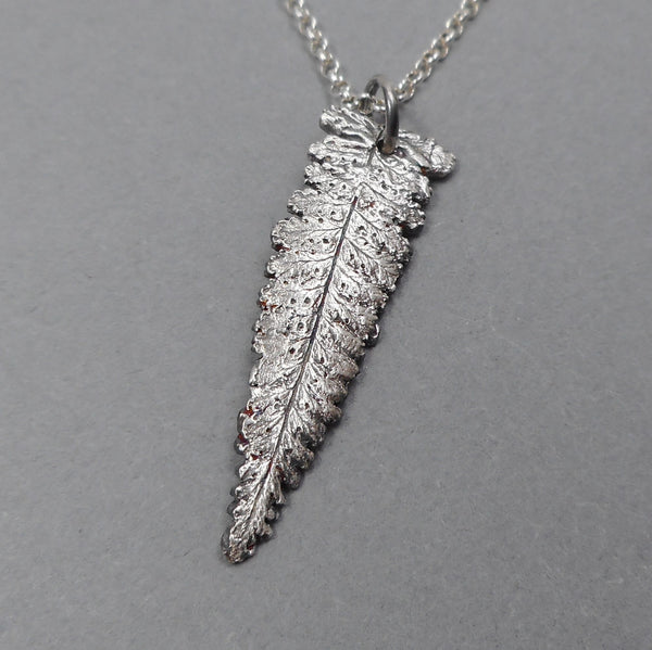 Fern Tip Pendant in Fine Silver