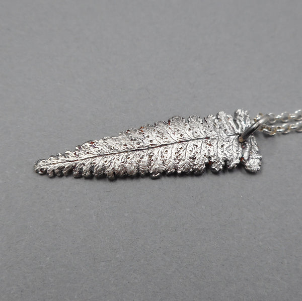Fern Tip Pendant in Fine Silver