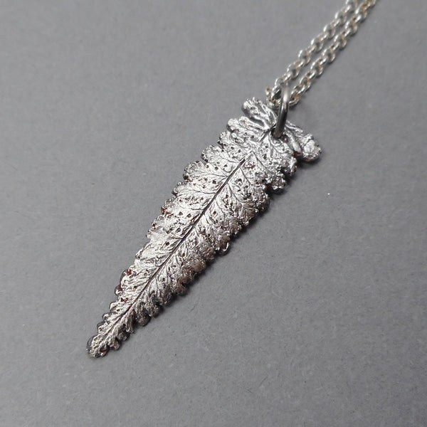 Fern Tip Pendant in Fine Silver