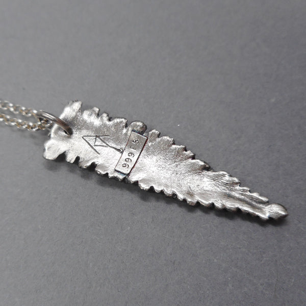 Fern Tip Pendant in Fine Silver