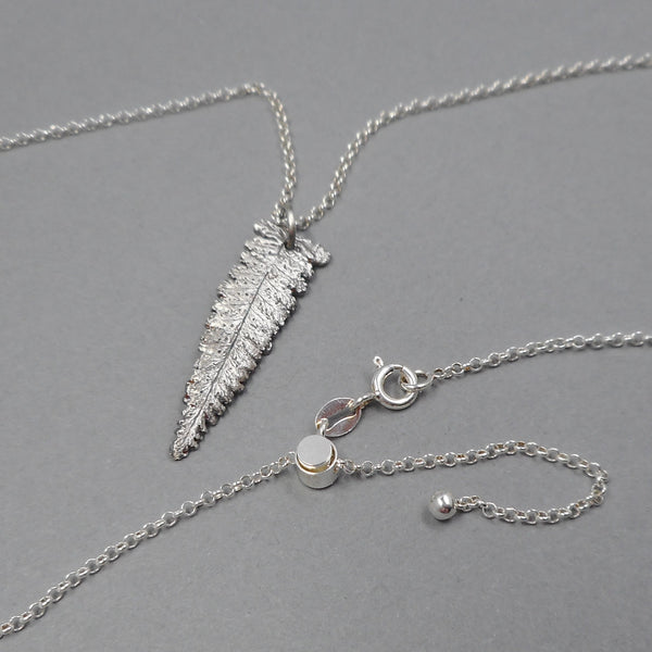 Fern Tip Pendant in Fine Silver