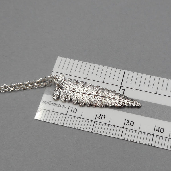 Fern Tip Pendant in Fine Silver