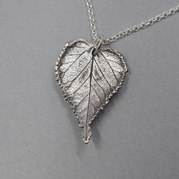 Heart Shaped Leaf Pendant in Fine Silver