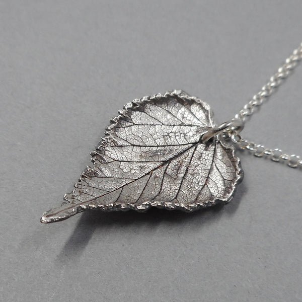 Heart Shaped Leaf Pendant in Fine Silver