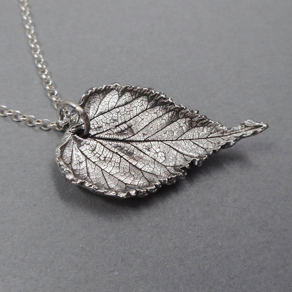 Heart Shaped Leaf Pendant in Fine Silver