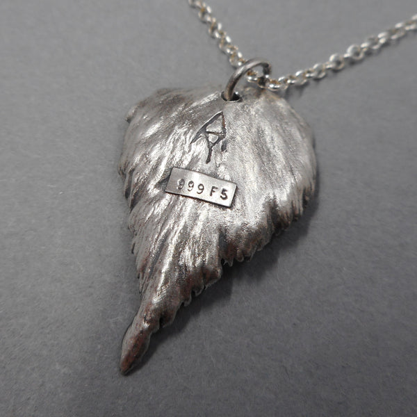 Heart Shaped Leaf Pendant in Fine Silver