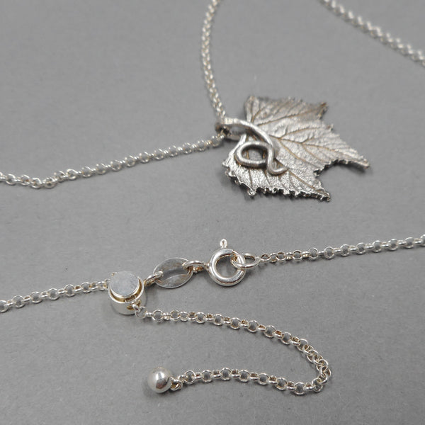 FIne Silver Grape Leaf Pendant on Sterling Silver Chain from PartsbyNC