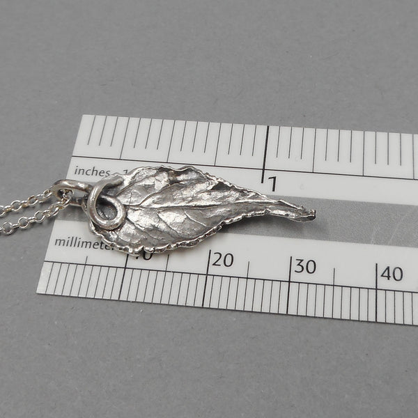 Botanical Leaf Pendant in Fine Silver