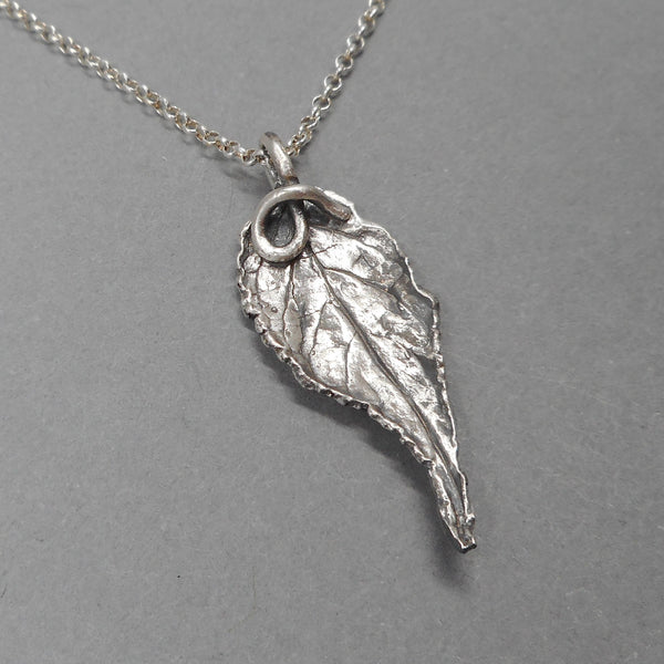 Botanical Leaf Pendant in Fine Silver