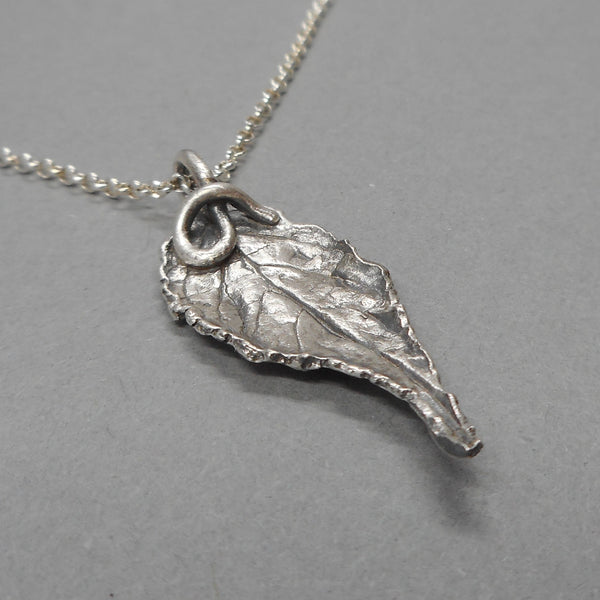 Botanical Leaf Pendant in Fine Silver