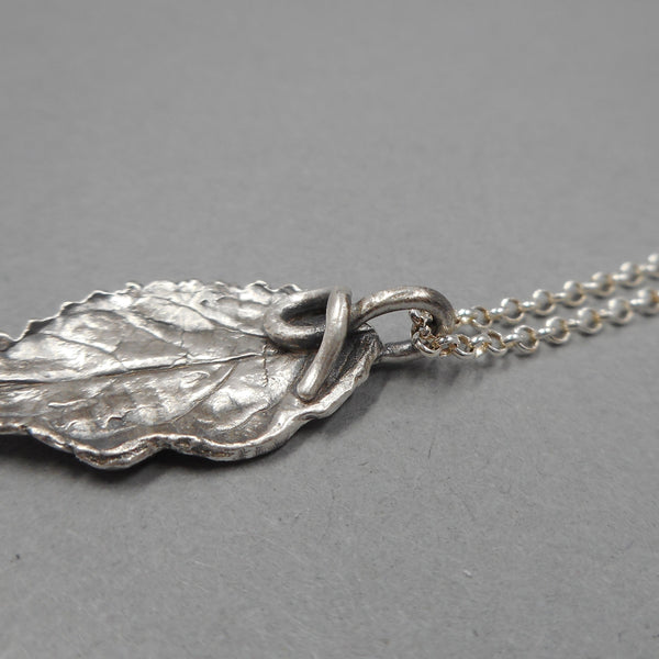 Botanical Leaf Pendant in Fine Silver