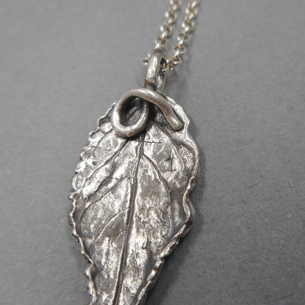 Botanical Leaf Pendant in Fine Silver