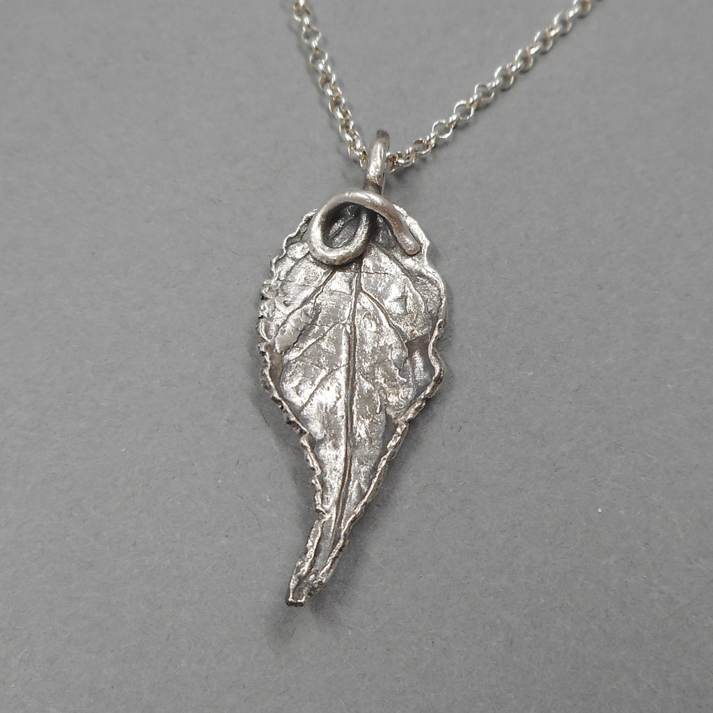 Botanical Leaf Pendant in Fine Silver