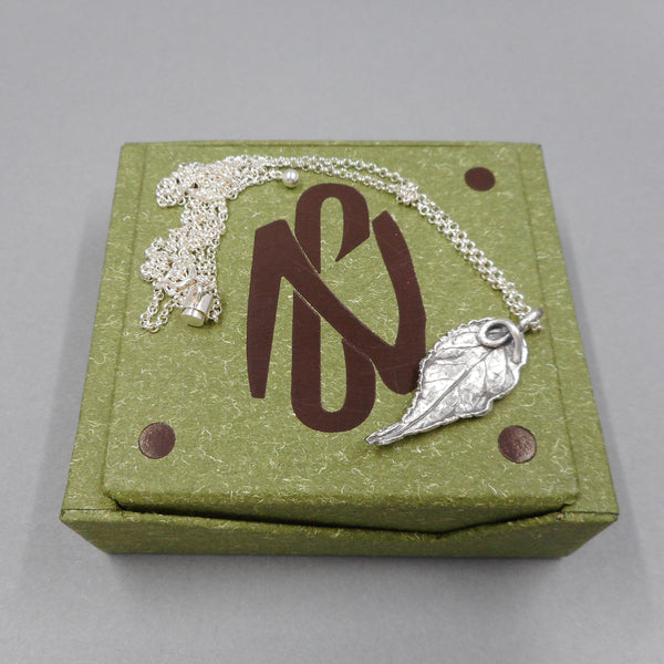 Botanical Leaf Pendant in Fine Silver