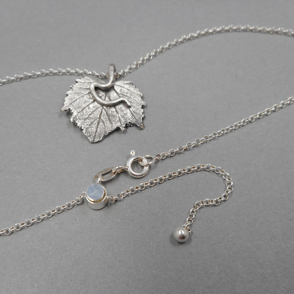 Fine Silver Grape Leaf Pendant on Sterling Silver Chain from PartsbyNC