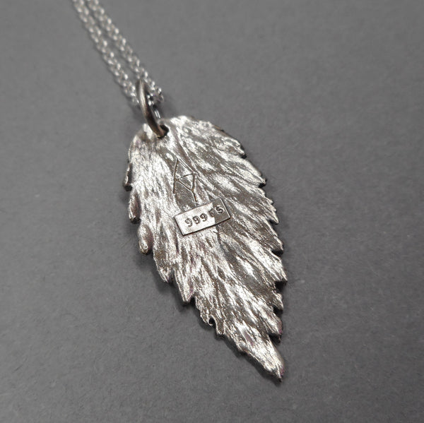 Goat's Beard Leaf Pendant in Fine Silver