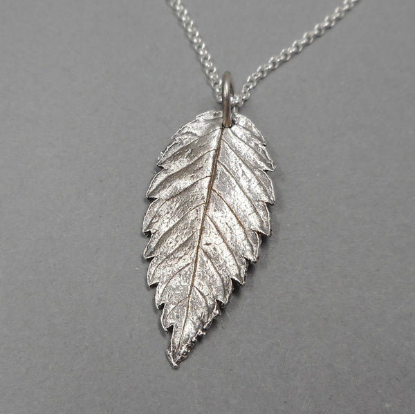 Goat's Beard Leaf Pendant in Fine Silver