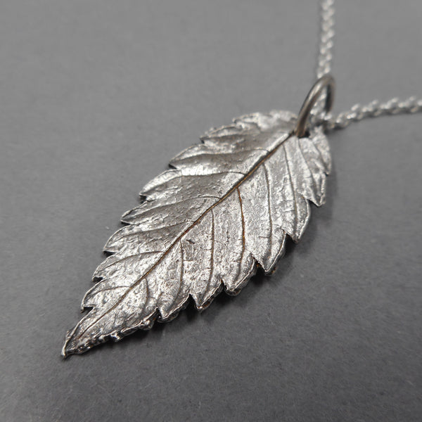 Goat's Beard Leaf Pendant in Fine Silver