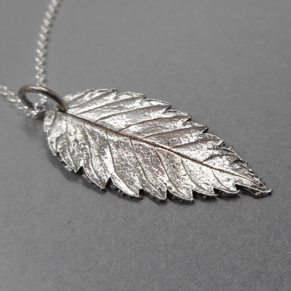 Goat's Beard Leaf Pendant in Fine Silver