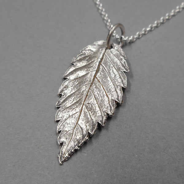 Goat's Beard Leaf Pendant in Fine Silver