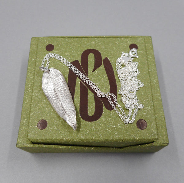 Solomon's Seal Leaf Pendant in Fine Silver