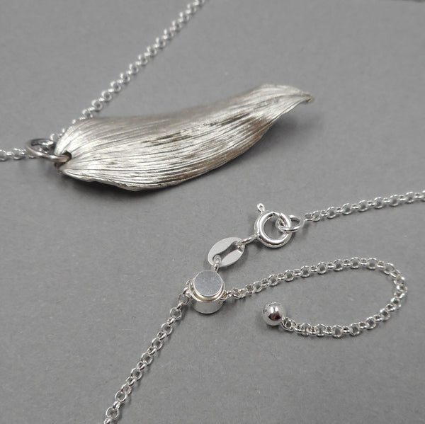 Solomon's Seal Leaf Pendant in Fine Silver