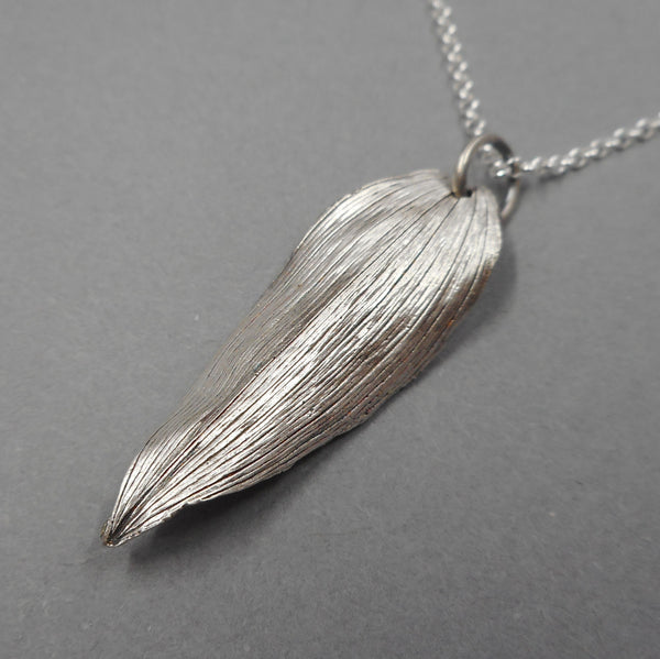 Solomon's Seal Leaf Pendant in Fine Silver