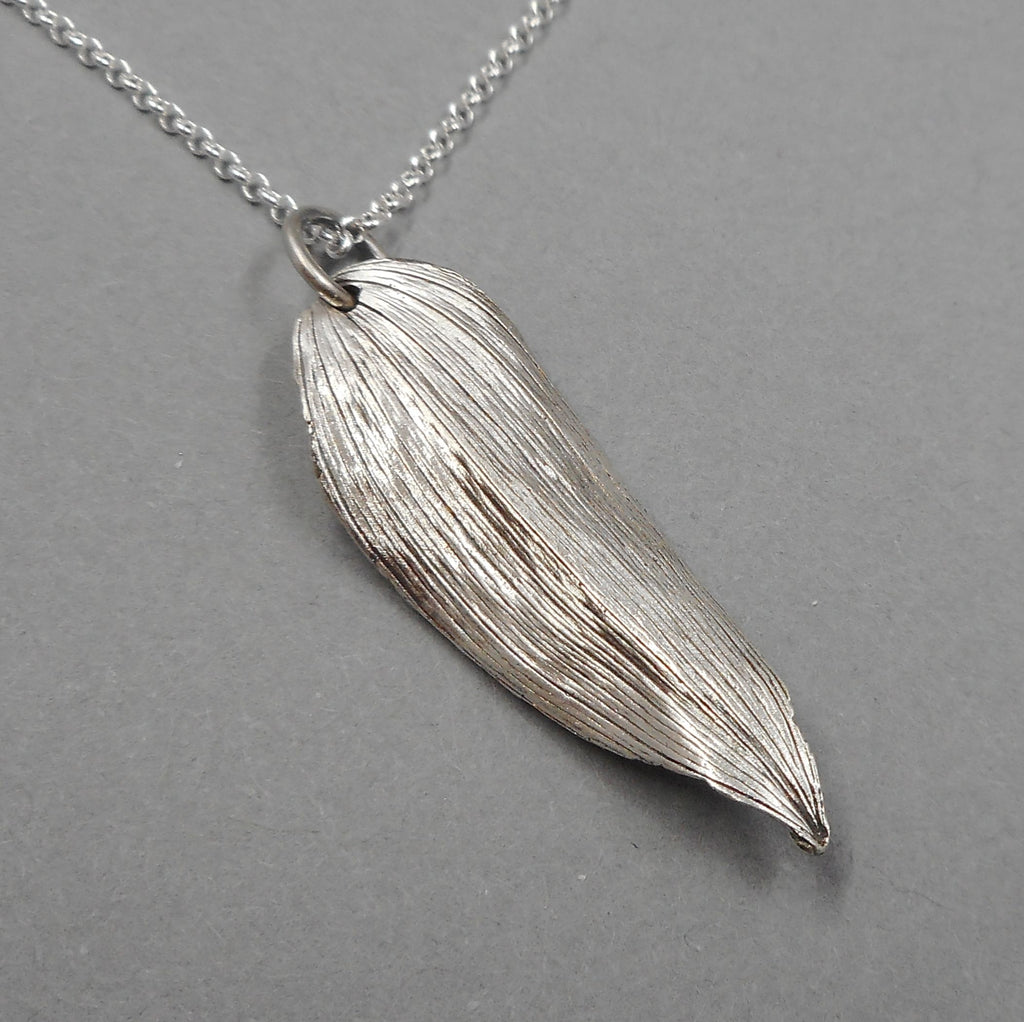 Solomon's Seal Leaf Pendant in Fine Silver