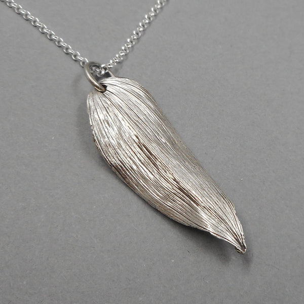 Solomon's Seal Leaf Pendant in Fine Silver