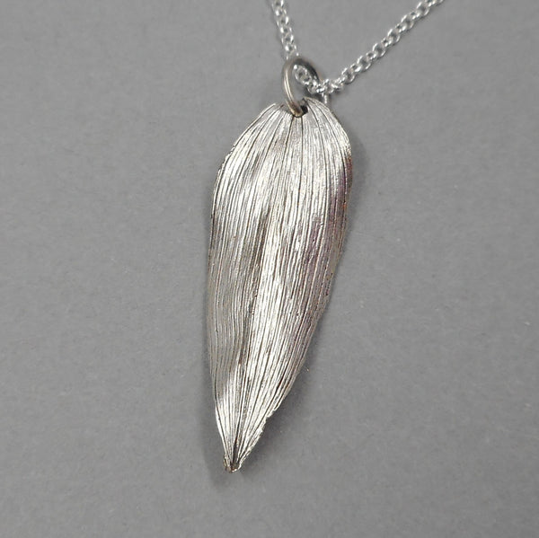 Solomon's Seal Leaf Pendant in Fine Silver