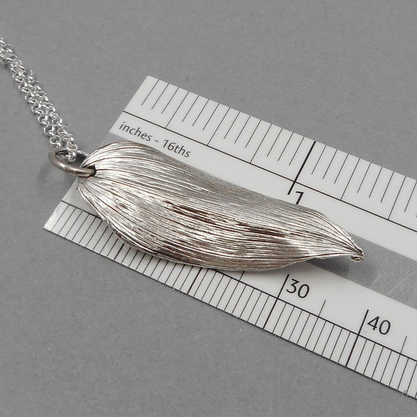 Solomon's Seal Leaf Pendant in Fine Silver