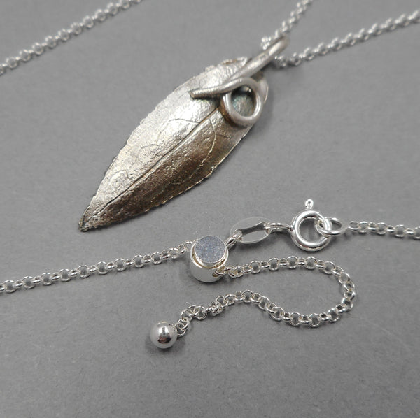 Honeysuckle Leaf Pendant in Fine Silver