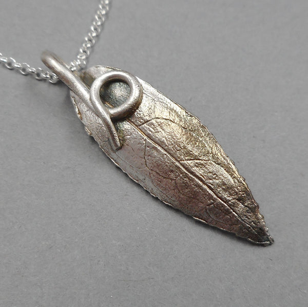 Honeysuckle Leaf Pendant in Fine Silver