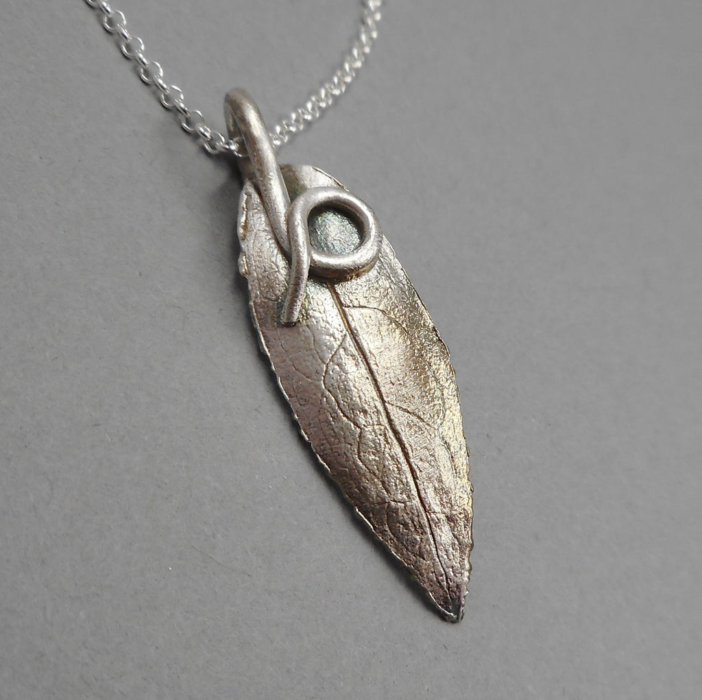 Honeysuckle Leaf Pendant in Fine Silver