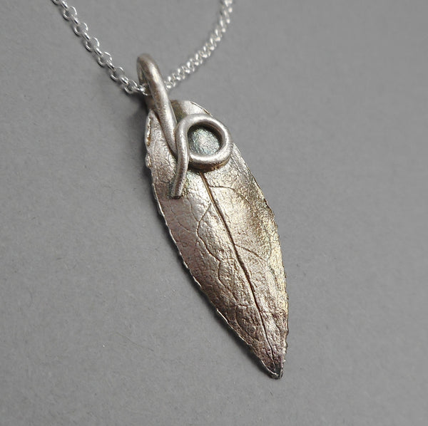 Honeysuckle Leaf Pendant in Fine Silver