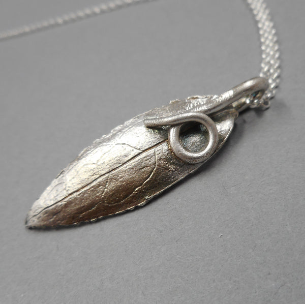 Honeysuckle Leaf Pendant in Fine Silver