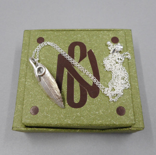 Honeysuckle Leaf Pendant in Fine Silver