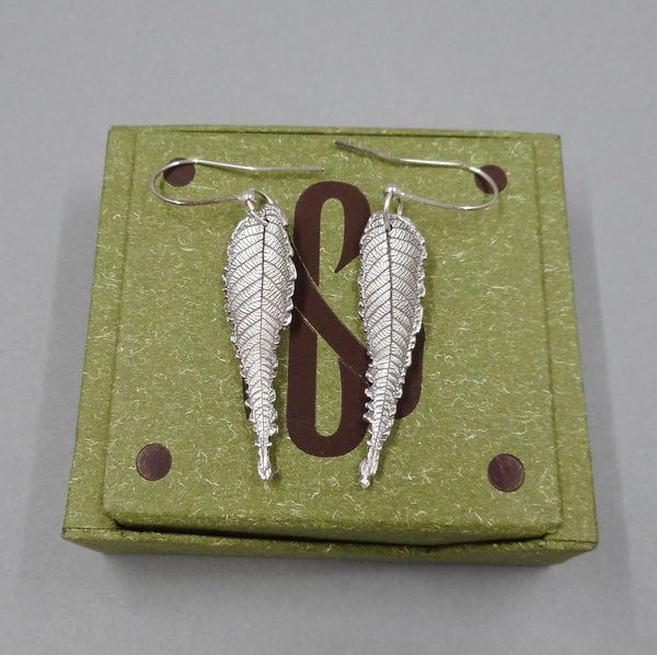 Walnut Leaf Earrings in Fine Silver