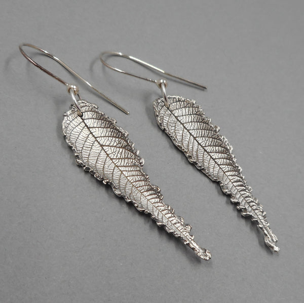 Walnut Leaf Earrings in Fine Silver