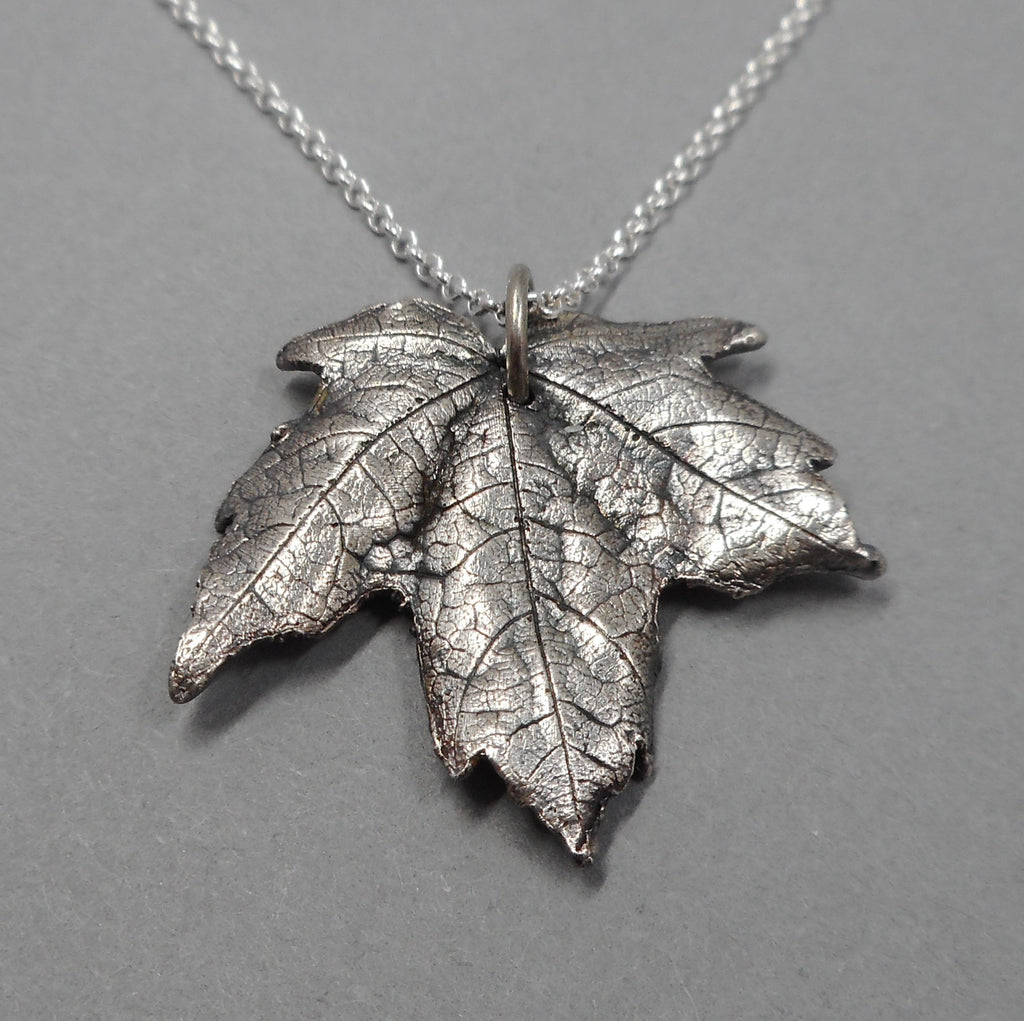 Maple Leaf Pendant in Fine Silver