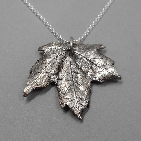 Maple Leaf Pendant in Fine Silver