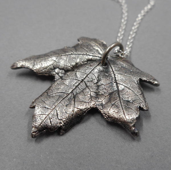 Maple Leaf Pendant in Fine Silver