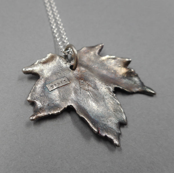 Maple Leaf Pendant in Fine Silver